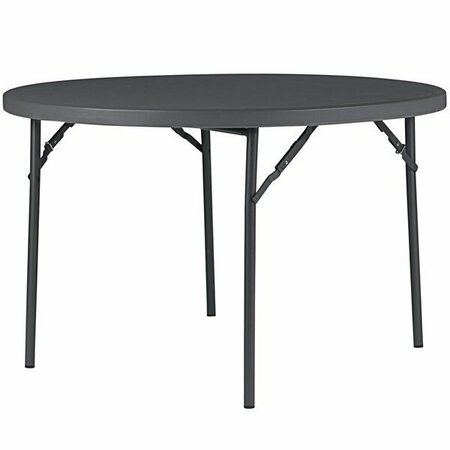 ZOWN 60533SGY1E 48'' Gray Commercial Blow Molded Round Resin Folding Table 31260533SGY1